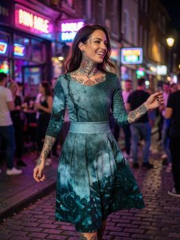 Preview: Black Bloom - Bordüre - Jersey