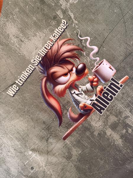 Wie trinken Sie Ihren Kaffee? Allein! - 1,3 m - Paneel - Jersey